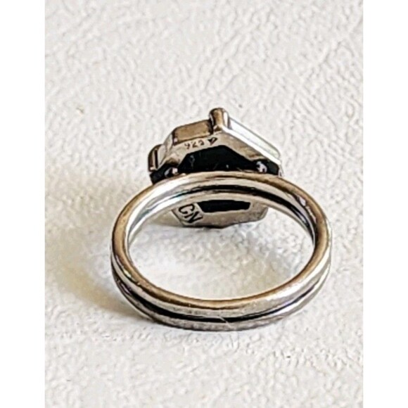 SILPADA 925 Sterling Silver DBL Band 6 Black Agate Hexagon Ring R3263 - Picture 2 of 6